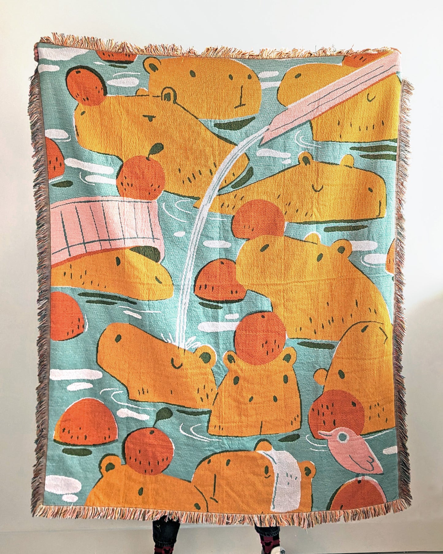 Capybaras and Oranges - Tapestry Throw Blanket