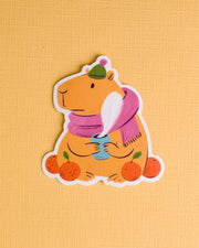 Cozy Capybara - Vinyl Sticker