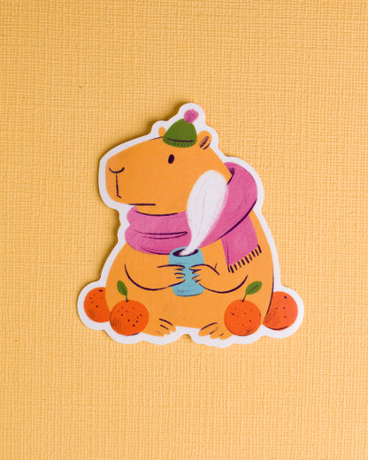 Cozy Capybara - Vinyl Sticker