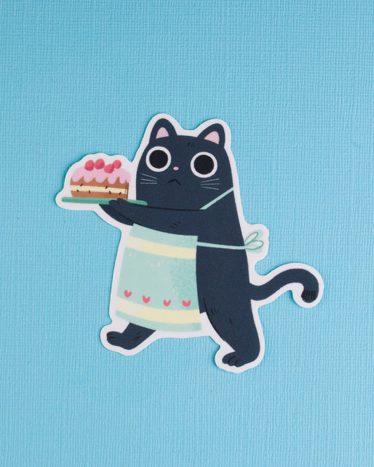 Cat with Cake - Vinyl Sticker