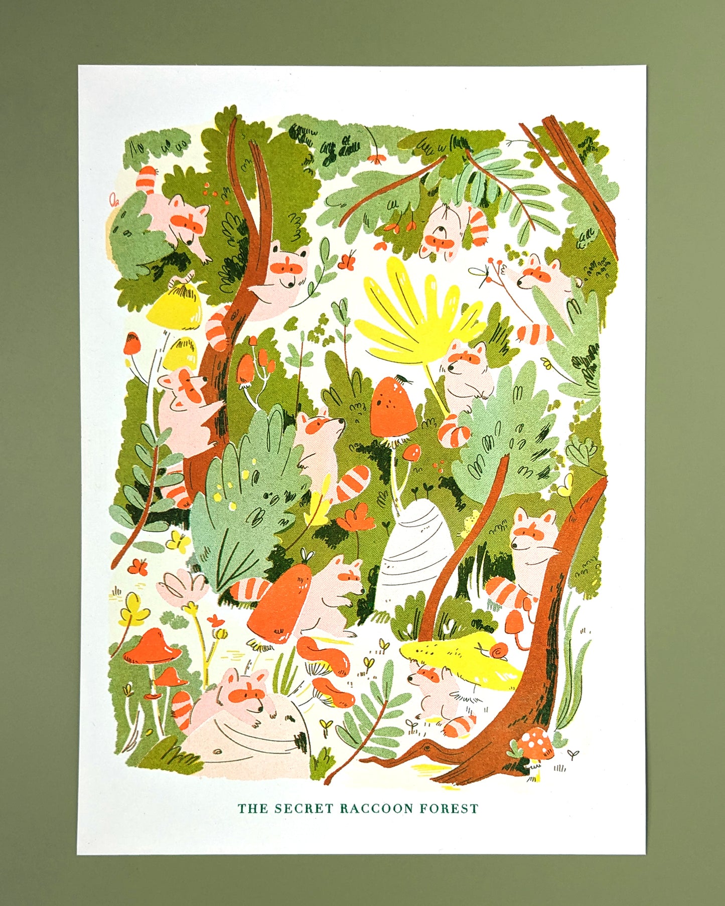 The Secret Raccoon Forest - A4 Riso Print