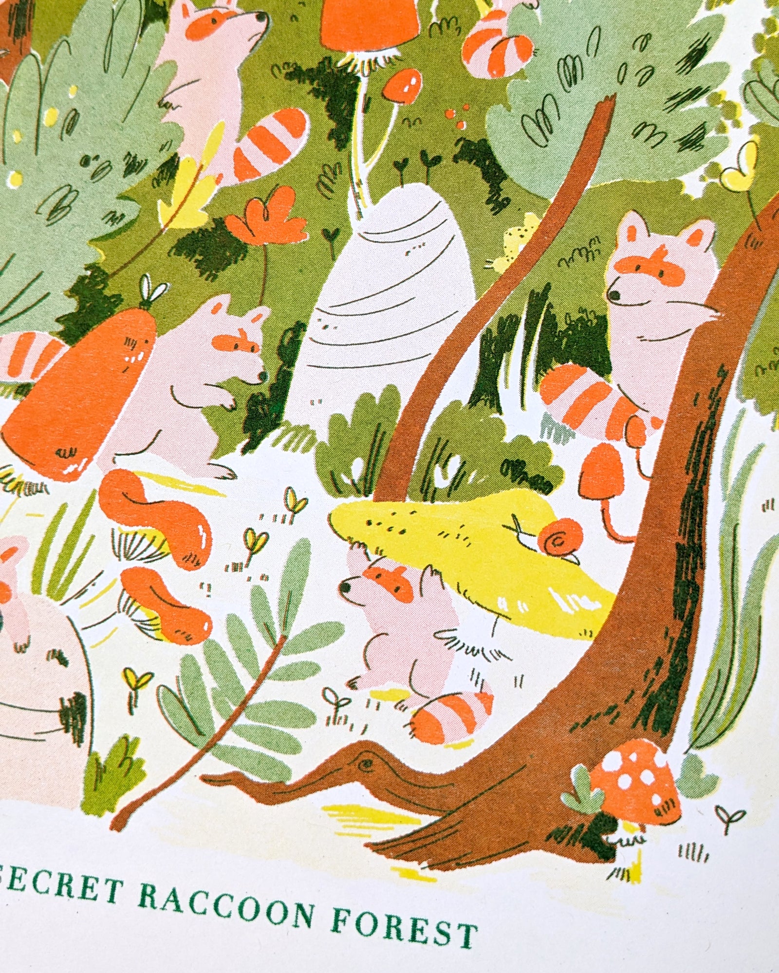 The Secret Raccoon Forest - A4 Riso Print