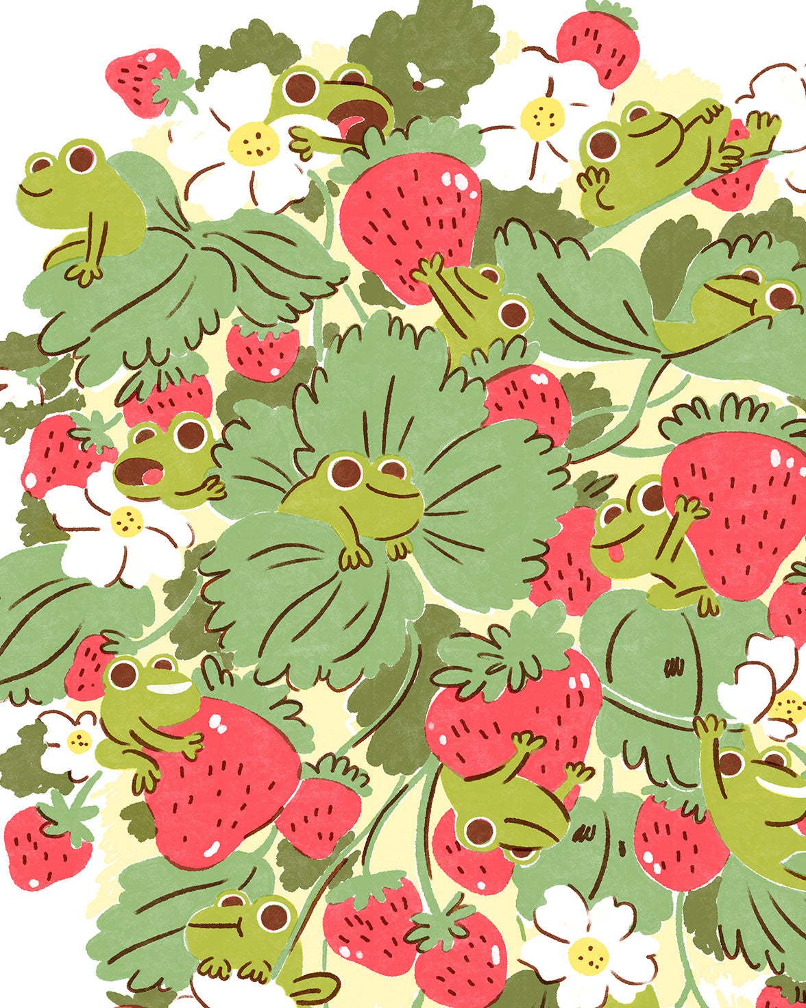 Frogs and Berries - A5 Art Print