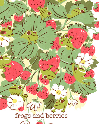 Frogs and Berries - A5 Art Print