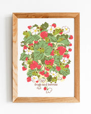Frogs and Berries - A5 Art Print