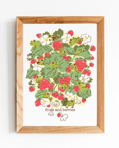 Frogs and Berries - A5 Art Print
