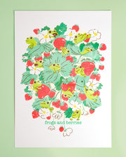 Frogs and Berries - A4 Riso Print