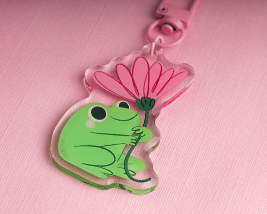 Frog with a Flower - Acrylic Keychain