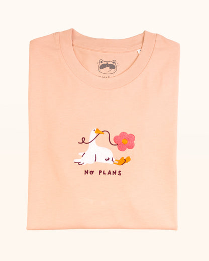 No Plans - Goose Embroidered Peach T-shirt