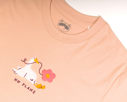 No Plans - Goose Embroidered Peach T-shirt