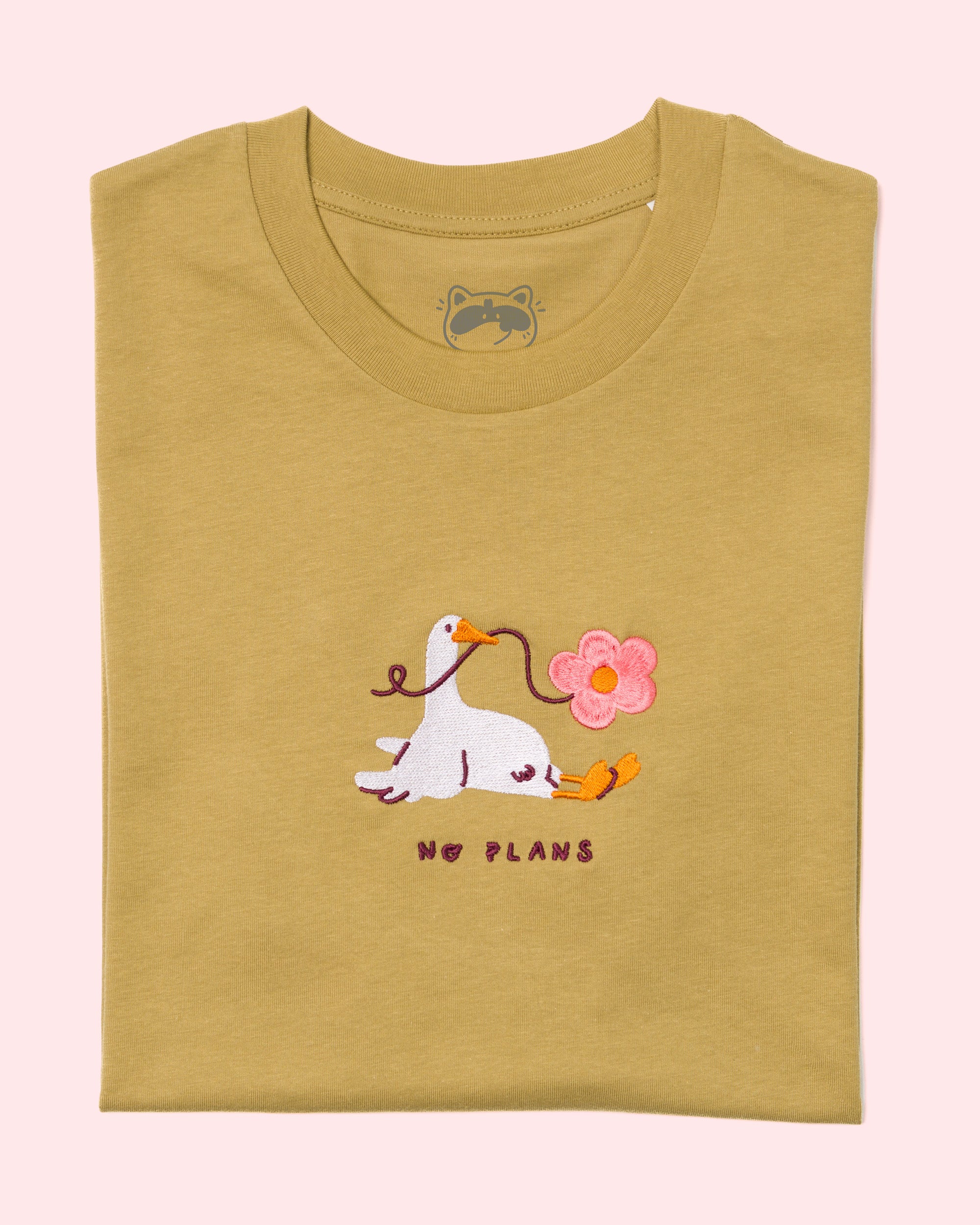 Olive "No Plans" Goose Embroidered T-shirt