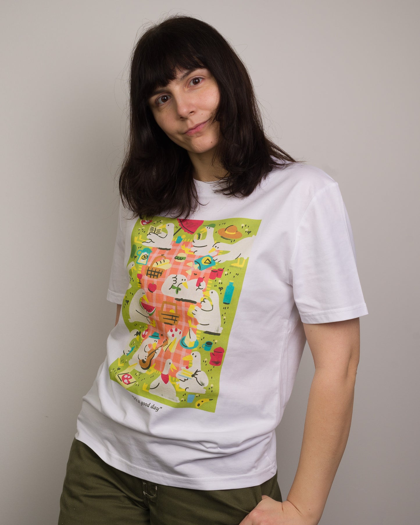 Goose Picnic - White T-shirt