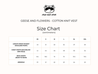 Geese and Flowers - Cotton Knit Vest