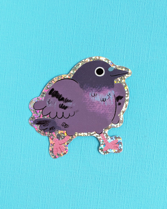 Happy Pigeon - Glitter Vinyl Sticker