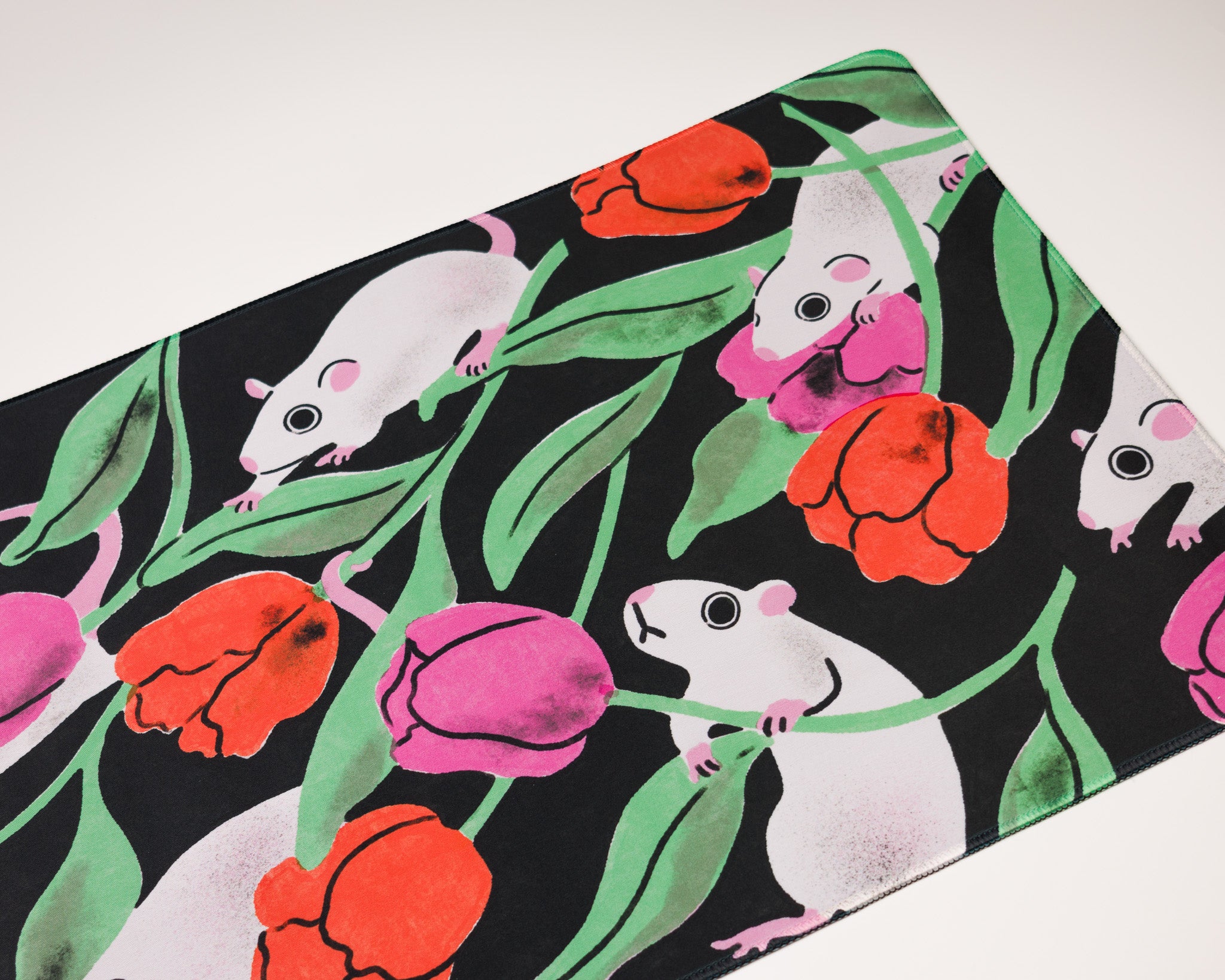 Rats and Tulips - Large Desk Mat