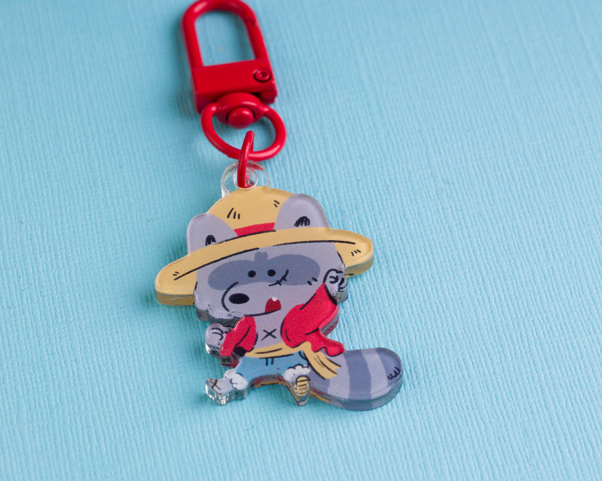 Pvc Raccoon Keychain Straw Hat - Raccoon Pirates Acrylic Keychain – Jess Was Here