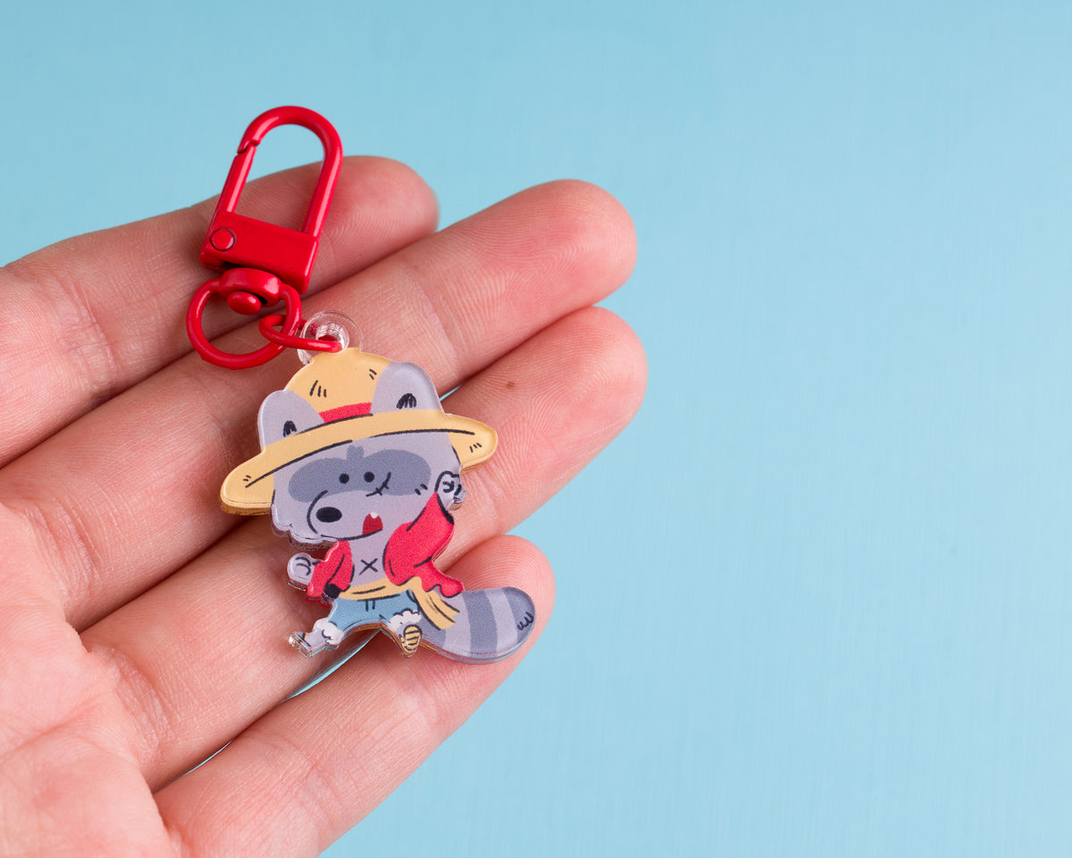 Pvc Raccoon Keychain Straw Hat - Raccoon Pirates Acrylic Keychain – Jess Was Here
