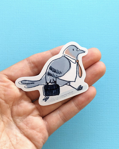 Mr Pigeon Off to Work - Vinyl Sticker