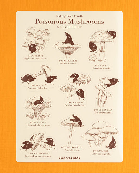 Poisonous Mushrooms - Vinyl Sticker Sheet