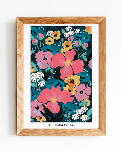 Pigeons & Flora - A5/A4 Art Print