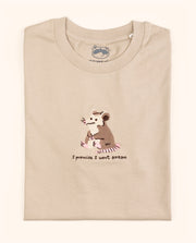 I promise I won't scream - Opossum Embroidered Sand T-shirt
