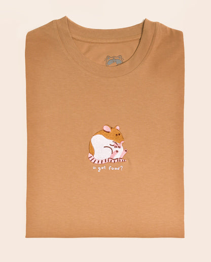 U Got Food - Rat Embroidered Sand T-shirt