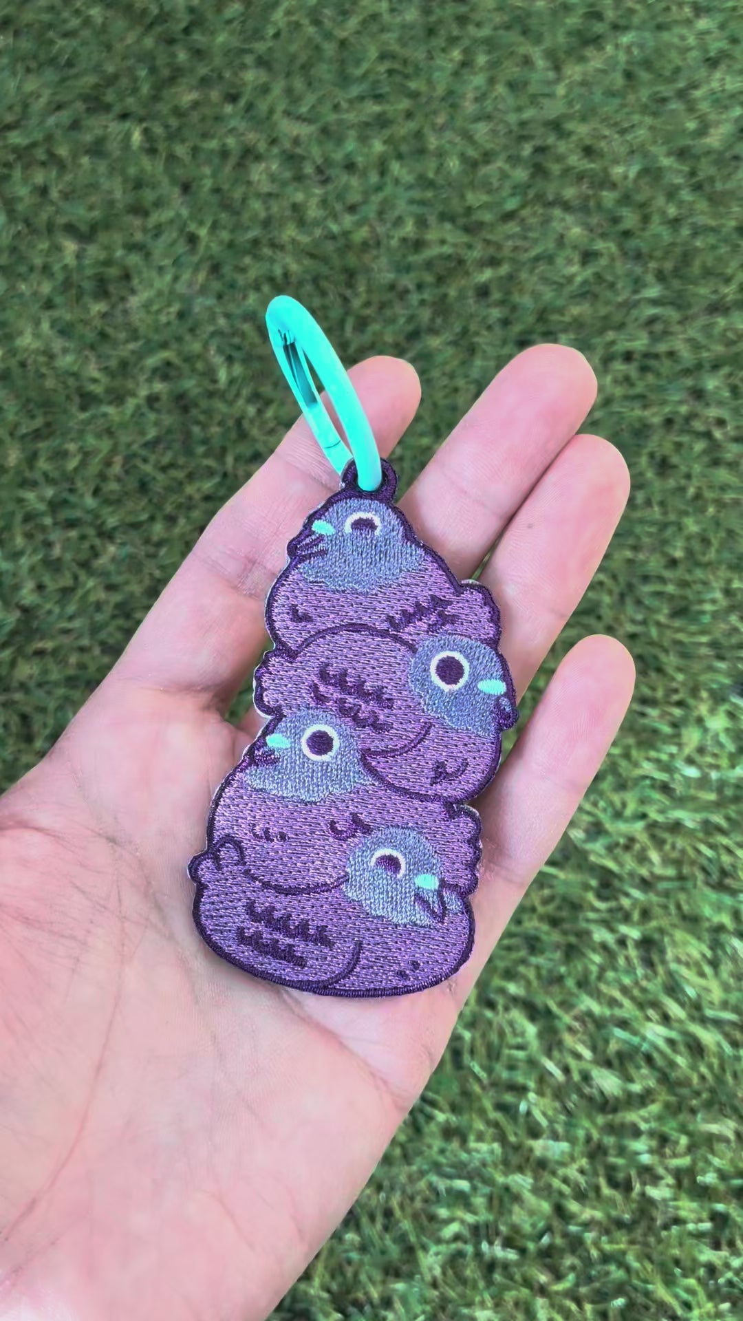Load video: Pigeon stack - Embroidered Keychain
