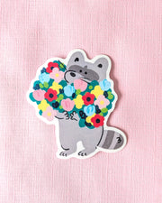 Raccoon Bouquet - Vinyl Sticker