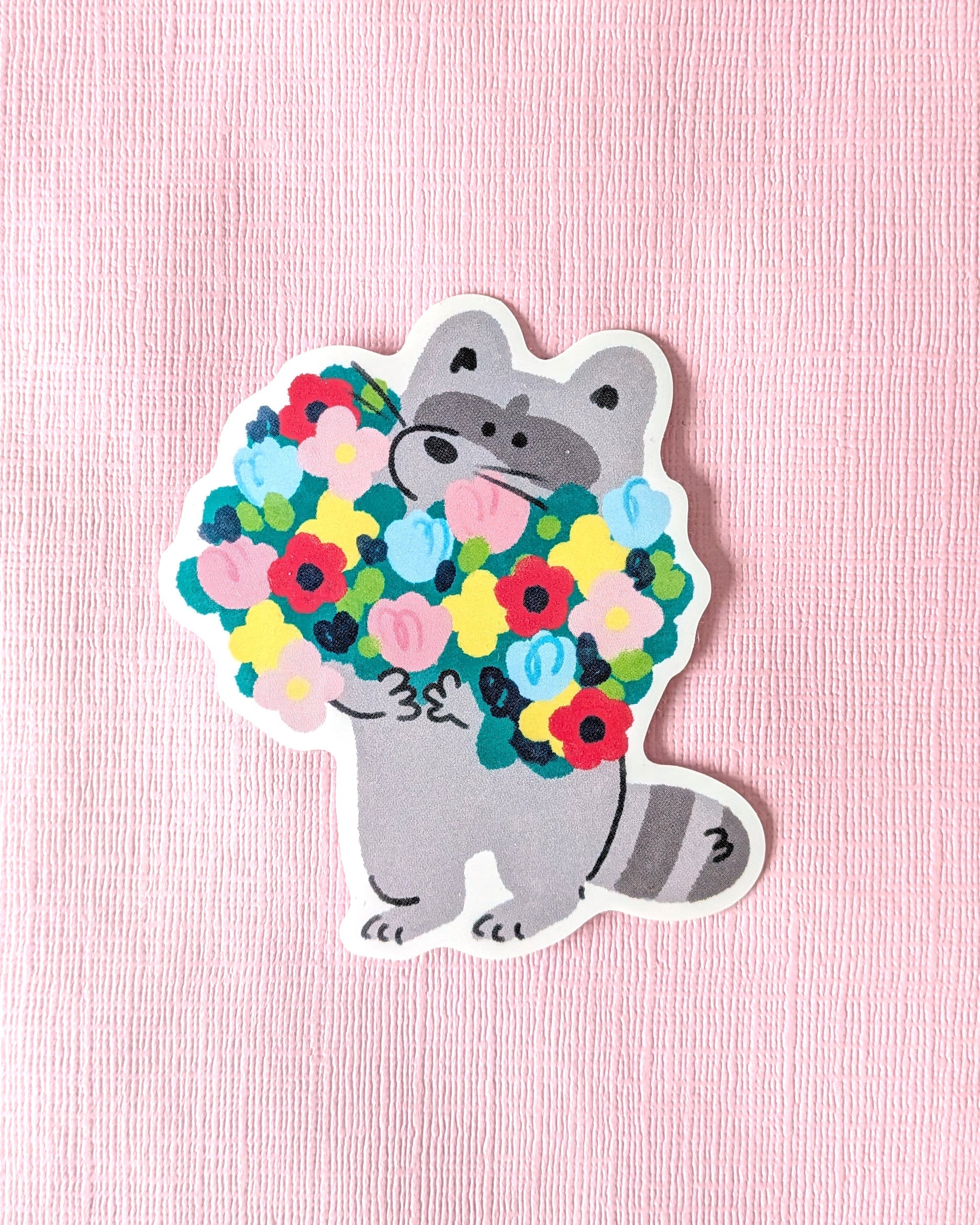 Raccoon Bouquet - Vinyl Sticker
