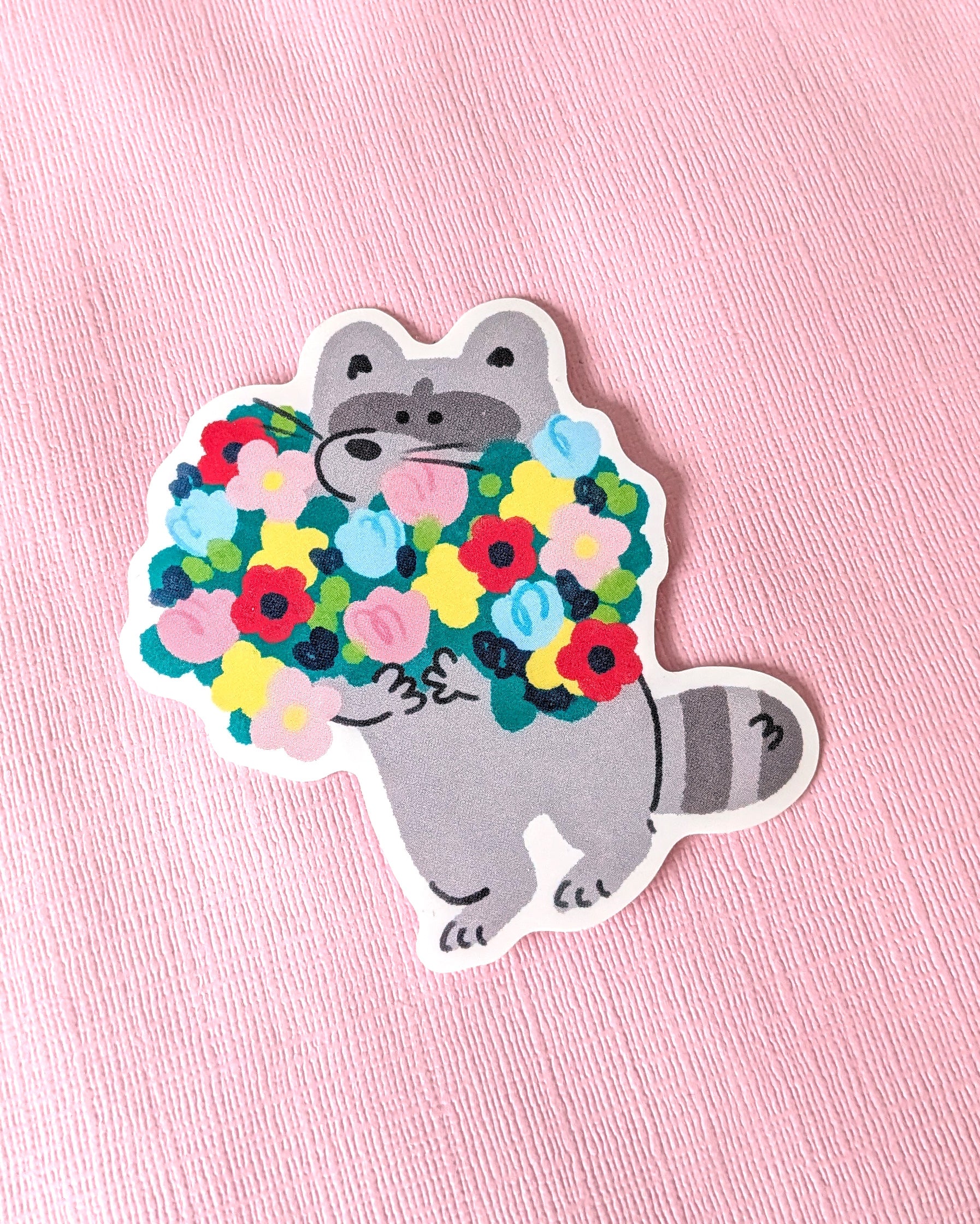 Raccoon Bouquet - Vinyl Sticker