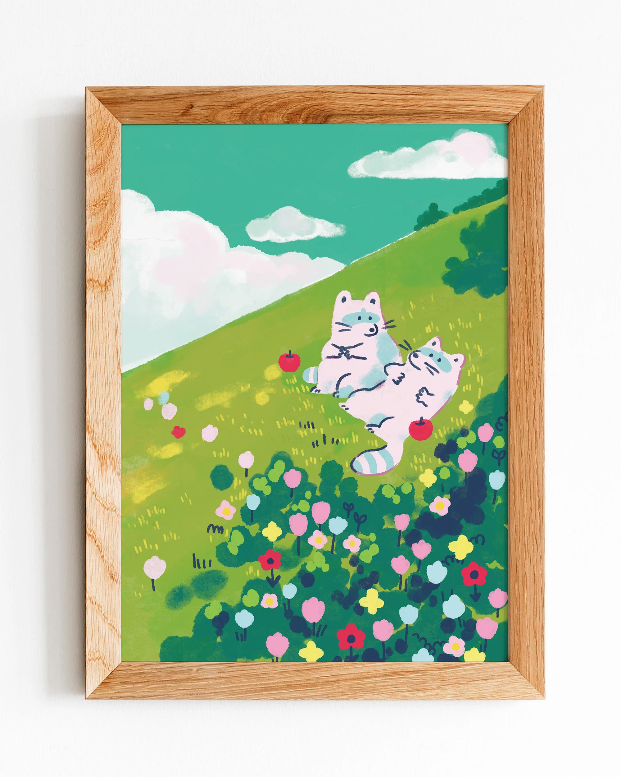 Raccoons in the Meadow - A5/A4 Art Print