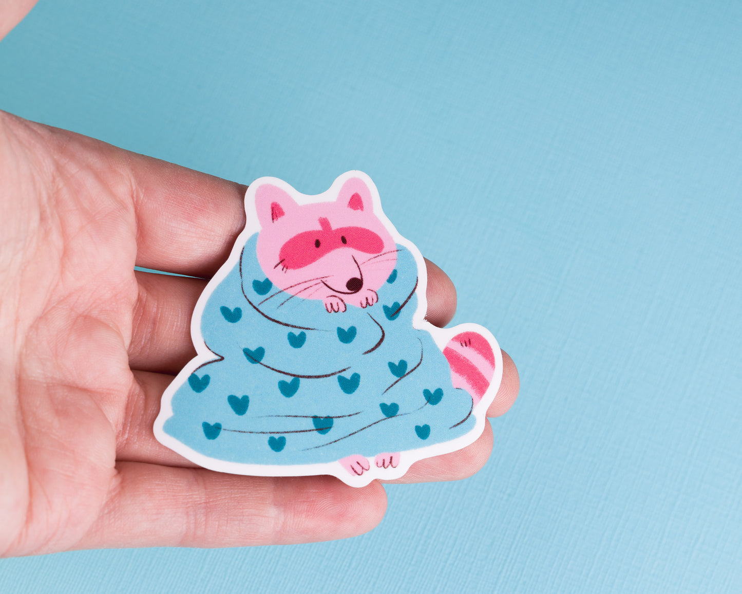 PREORDER Raccoon in a Blaket - Vinyl Sticker