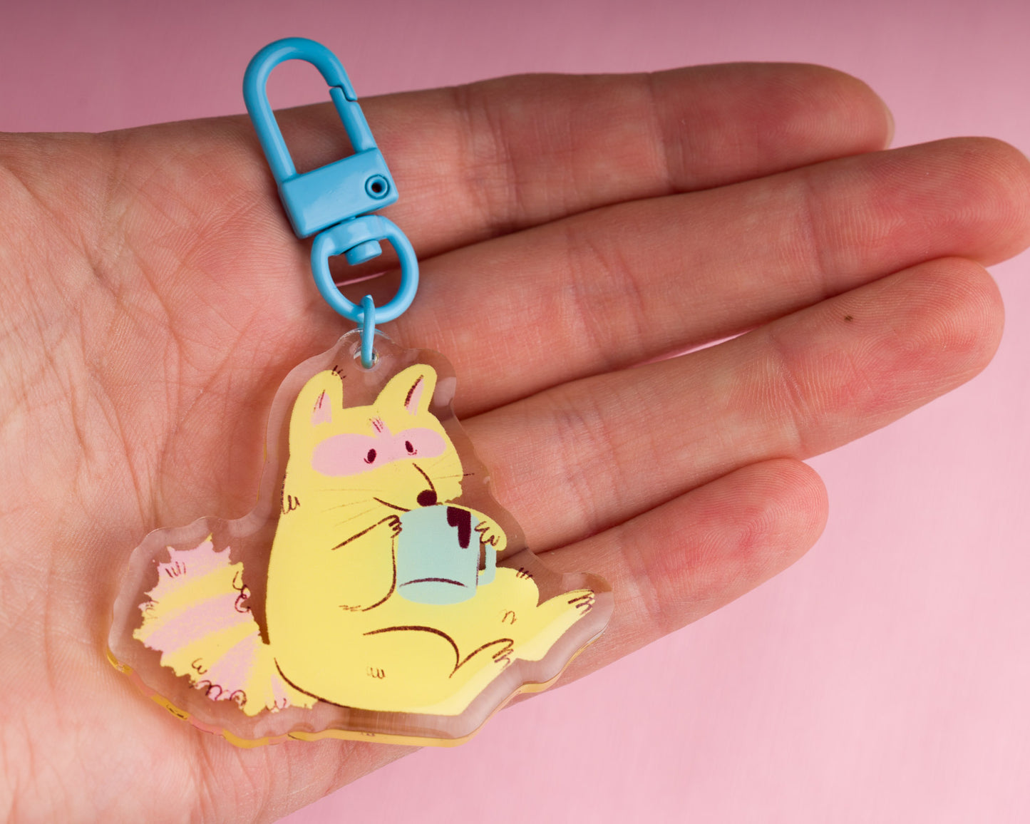 Caffeinated Raccoon - Acrylic Keychain