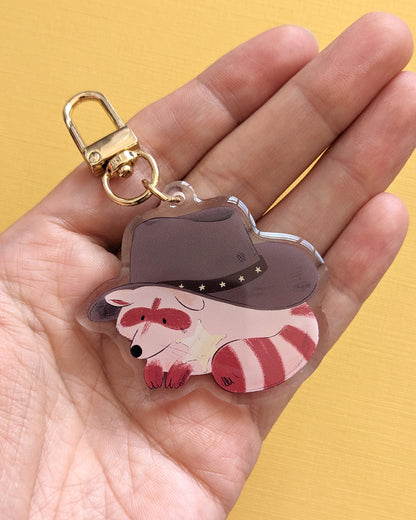 Cowboy Raccoon - Acrylic Keychain