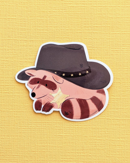 Cowboy Raccoon - Vinyl Sticker