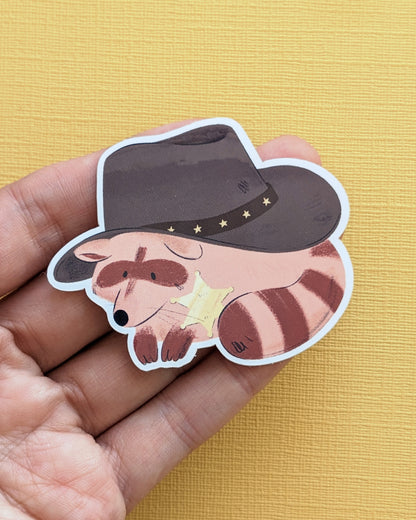 Cowboy Raccoon - Vinyl Sticker