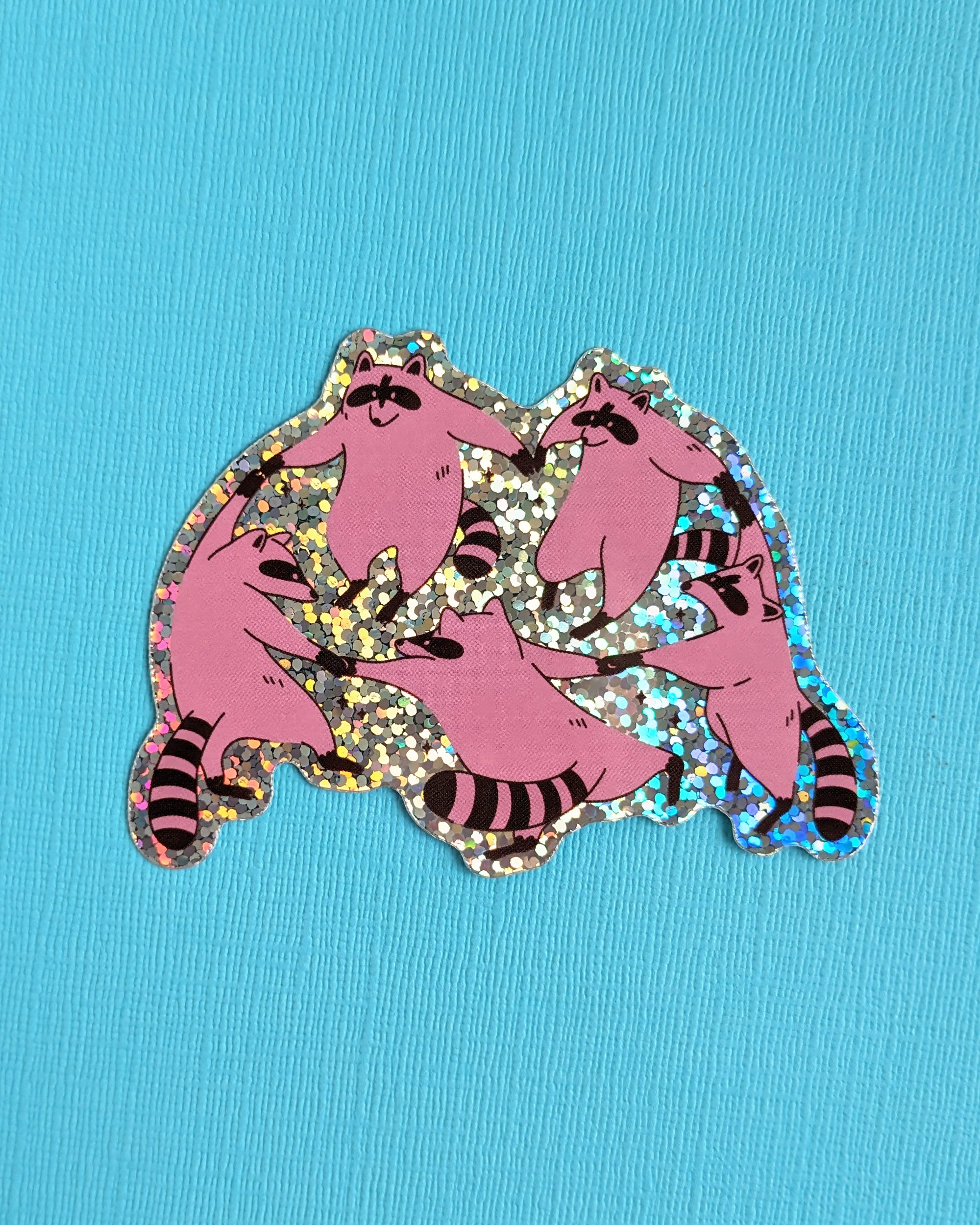 Raccoon Dance - Glitter Vinyl Sticker