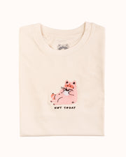 Not Today - Raccoon Embroidered Off White T-shirt