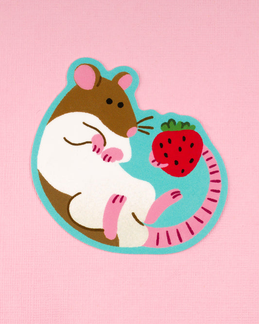 Rat and Strawberry - Vinyl Sticker
