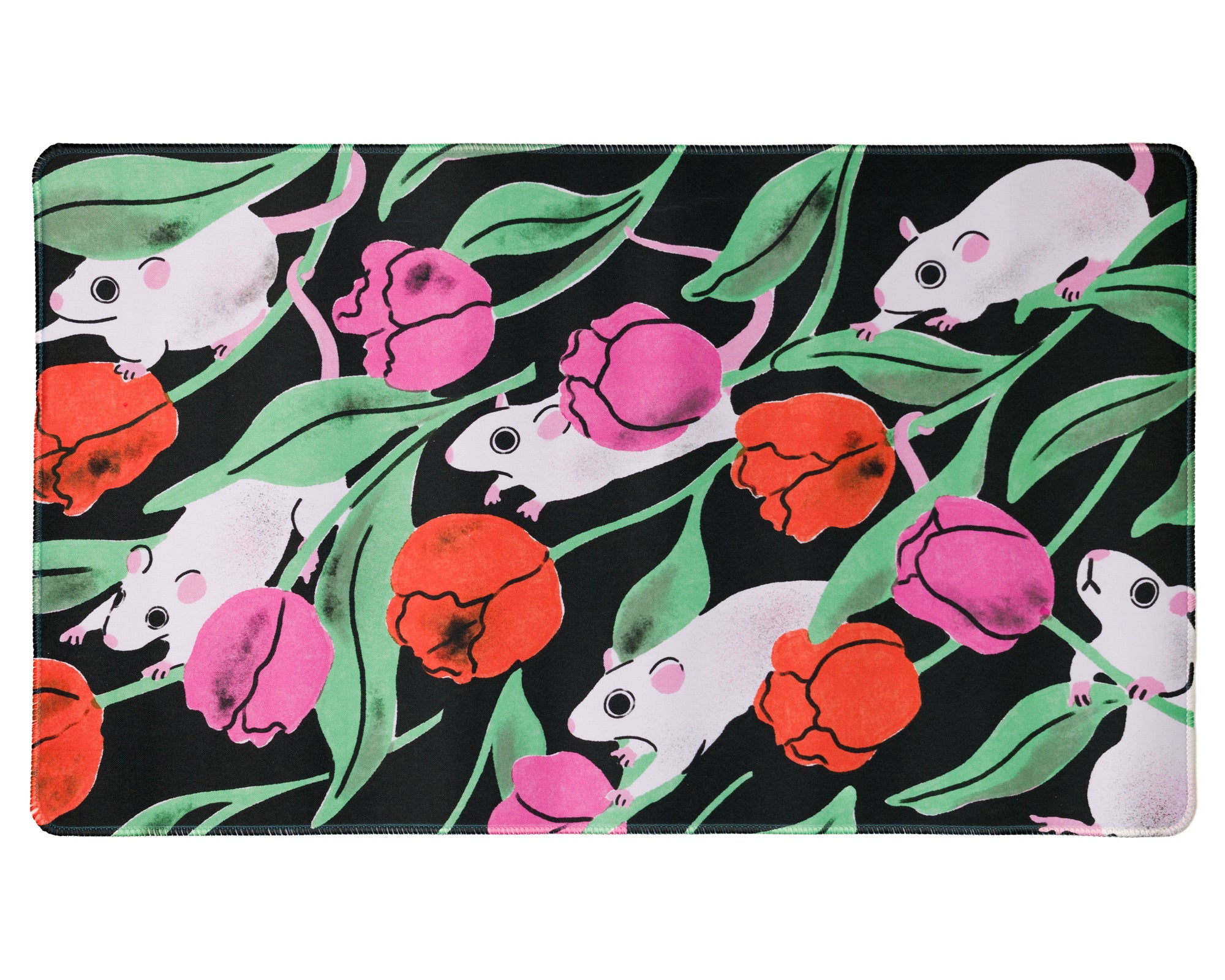 Rats and Tulips - Small Desk Mat