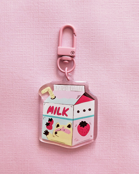 Strawberry Milk - Acrylic Keychain
