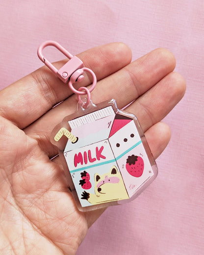 Strawberry Milk - Acrylic Keychain