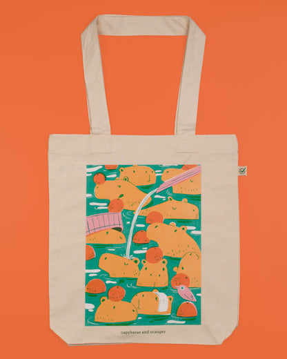 Capybaras and Oranges - Cotton Tote Bag