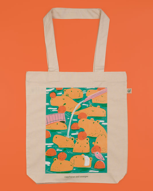 Capybaras and Oranges - Cotton Tote Bag