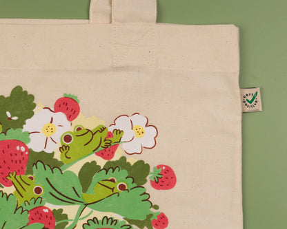 Frogs and Berries - Cotton Tote Bag
