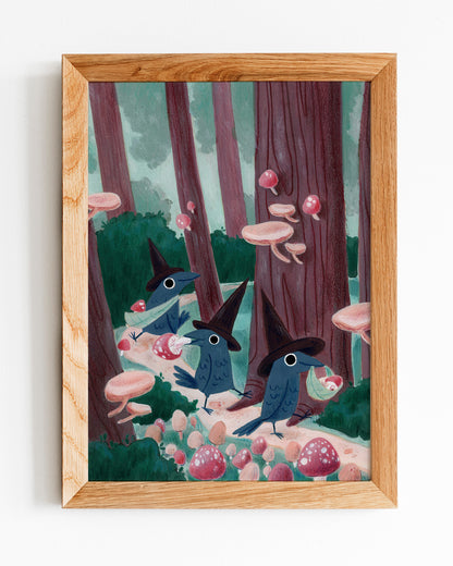 Three Little Crows - A5 Art Print - Patreon - Jess Was Here