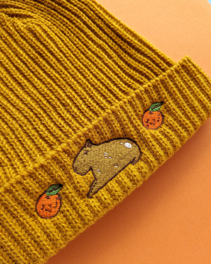 Capybara and Oranges - Mustard Trawler Beanie
