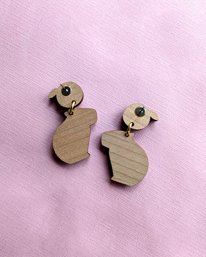 Capybaras & Oranges - Wooden Earrings