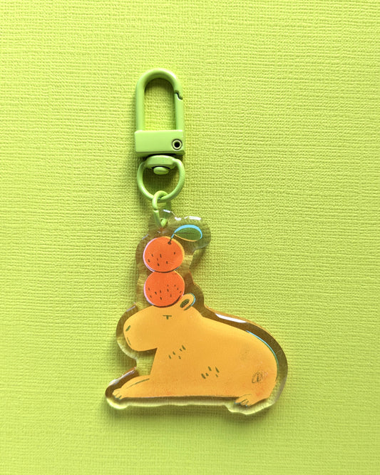 Capybara and Oranges - Acrylic Keychain