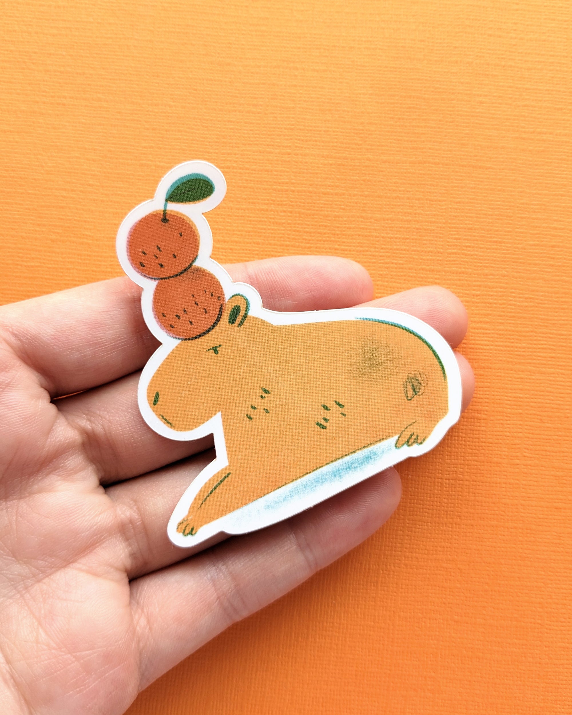 Capybara and Oranges Vinyl Sticker